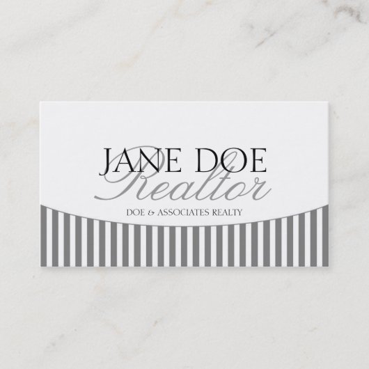 Wit inzetbare Silver Script Stripes Wit Visitekaartje (Voorkant)