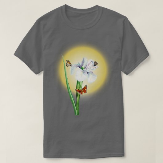  wit iris bloem illustratie t-shirt (Design voorkant)