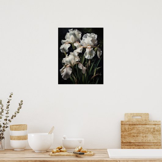 Wit Iris Flowers Art Print Poster (Keuken)