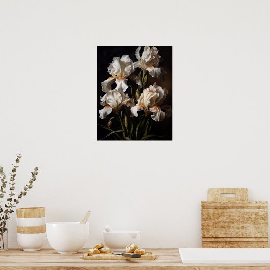 Wit Iris Flowers Art Print Poster (Keuken)