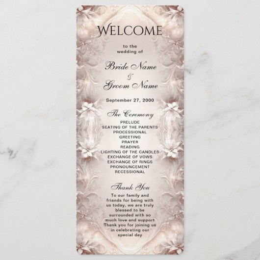 Wit Ivoor Bloemen Trouwprogramma Programmakaart (Voorkant)
