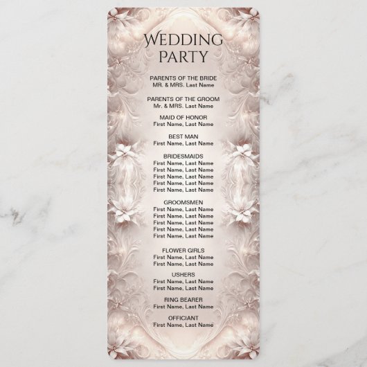 Wit Ivoor Bloemen Trouwprogramma Programmakaart (Achterkant)