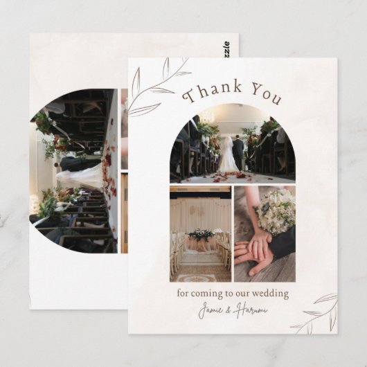 Wit ivoor Dank u bruiloft Kaart (Voorkant / Achterkant)