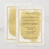 Wit ivoor faux goud ingelijst formele zoete zestie kaart (Voorkant / Achterkant)