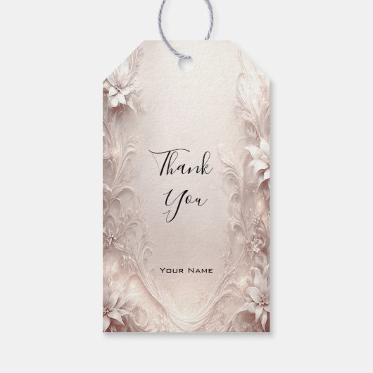 Wit Ivoor Floral Gift Label Cadeaulabel (Achterkant)