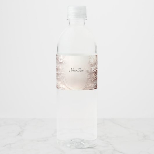 Wit ivoor Floral Water Bottle Label Waterfles Etiket (Voorkant)