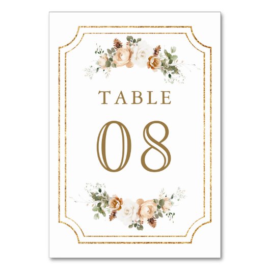 Wit Ivoor Goud Kerst Bloemen Huwelijk Kaart (Achterkant)