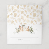 Wit Ivoor Goud Kerst Bloemen Huwelijk Plaatskaartje (Buitenkant ongevouwen)