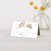 Wit Ivoor Goud Kerst Bloemen Huwelijk Plaatskaartje (Voorkant)