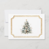 Wit Ivoor Goud Kerst Bloemen Huwelijk RSVP Kaartje (Achterkant)