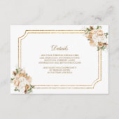 Wit Ivoor Goud Kerst Bloemen Trouwdetails Informatiekaartje (Voorkant)