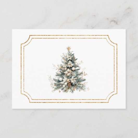 Wit Ivoor Goud Kerst Bloemen Trouwdetails Informatiekaartje (Achterkant)