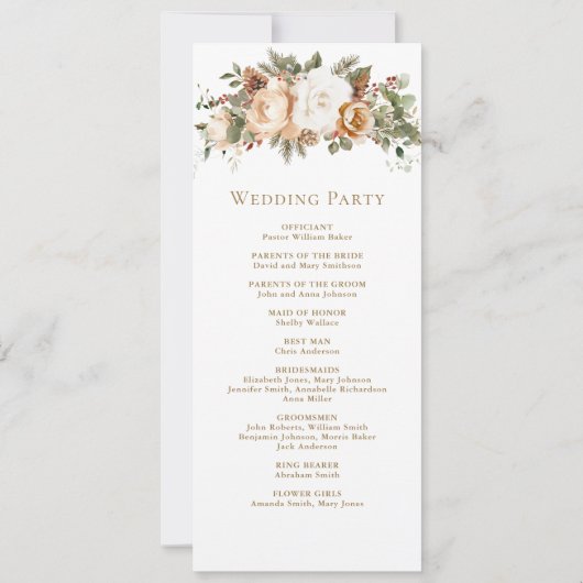 Wit Ivoor Goud Kerst Bloemen Trouwprogramma (Achterkant)