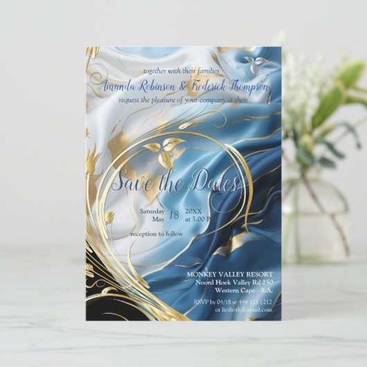 Wit & ivoorgoud marmer op een zijde kaart (Staand voorkant)