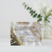 Wit & ivoorgoud marmer op een zijde uitnodiging briefkaart (Staand voorkant)