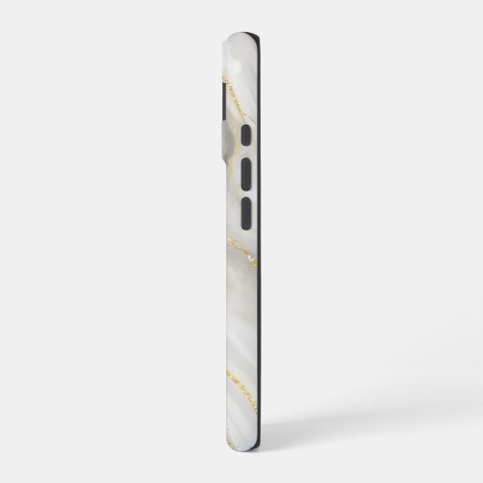 Wit Jade Marmer Goud Glitter  iPhone 16 Hoesje (Linkerkant)
