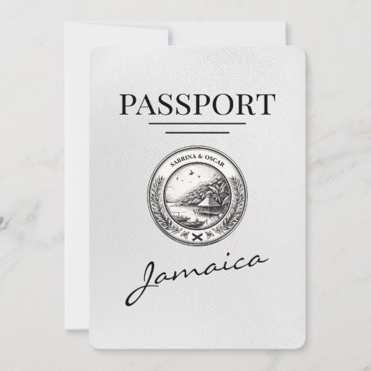 Wit Jamaica paspoort Bewaar de datum Save The Date (Voorkant)