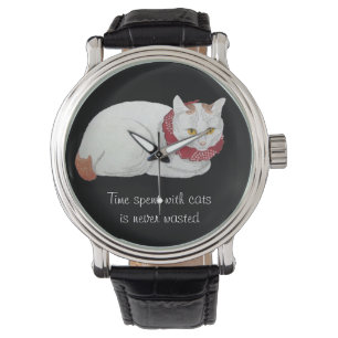  Wit Japans Kat Art Quote Horloge