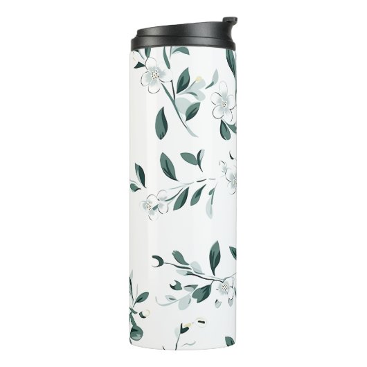 Wit Jasmijn Patroon Thermosbeker (Gedraaid links)