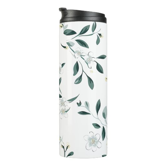 Wit Jasmijn Patroon Thermosbeker (Geroteerd rechts)
