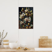 Wit Jojoba Bloemkunst Print Poster (Keuken)