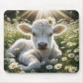 Wit kalf in Daisy Meadow Muismat (Voorkant)