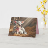 Wit kalf in zonnige stalstal kaart (Gele Bloem)