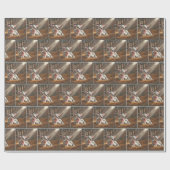 Wit kalf met roze boog in schuur cadeaupapier (Vlak)