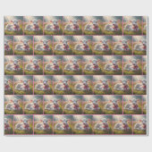 Wit kalf met roze boog in weiland cadeaupapier (Vlak)