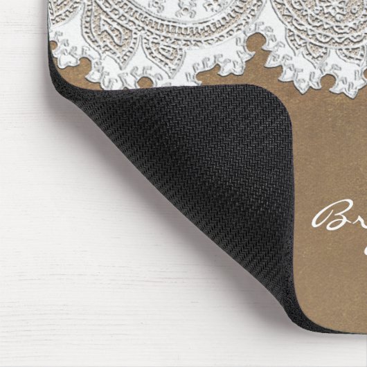 Wit Kant & Bruin Rustiek Chique Elegant Land Muismat (Hoek)