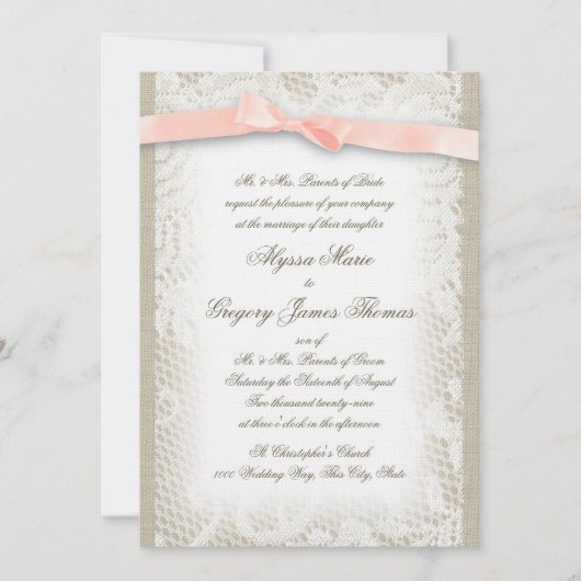 Wit Kant en Blush Lint Kaart (Voorkant)