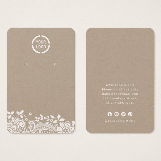 Wit kant en kraft aangepast logo oorscherm visitekaartje (Voorkant /achterkant)