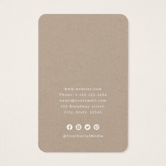 Wit kant en kraft aangepast logo oorscherm visitekaartje (Achterkant)