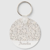  wit kant en linnen aangepaste bruiloft sleutelhanger (Voorkant)