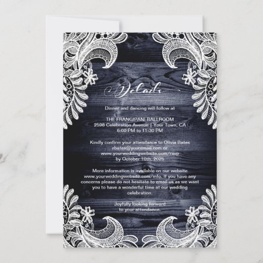 Wit Kant Hout Alles In Een Bruiloft Kaart (Achterkant)