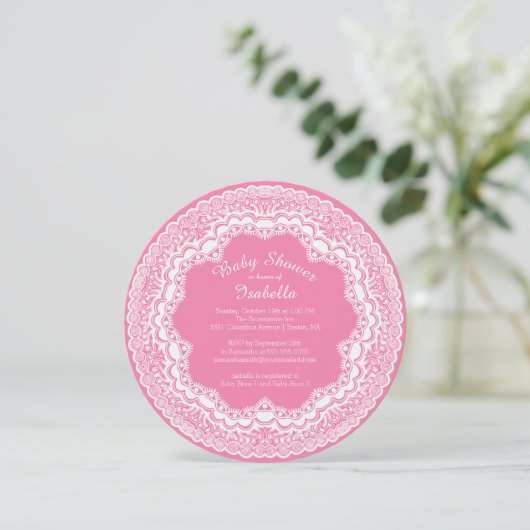  Wit Kant Meisjes Baby shower Invitation Kaart (Staand voorkant)