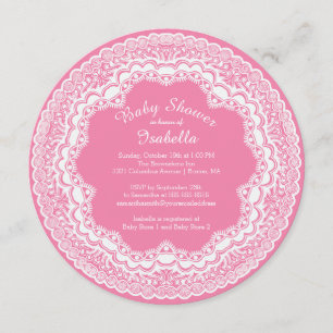 Wit Kant Meisjes Baby shower Invitation Kaart