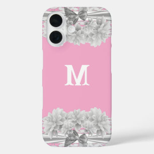 wit kant monogram iPhone 16 hoesje