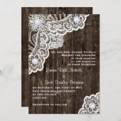 wit kant op oude houten bruiloft kaart (Voorkant / Achterkant)