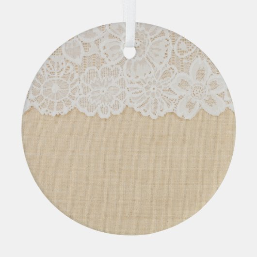 Wit kant over stoffenontwerp. glas ornament (Achterkant)