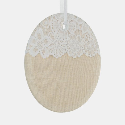 Wit kant over stoffenontwerp. glas ornament (Voorkant Rechts)