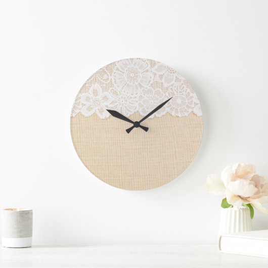 Wit kant over stoffenontwerp. grote klok (Huis)