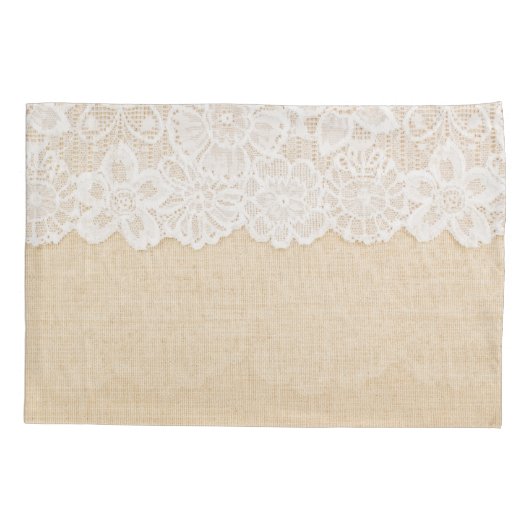 Wit kant over stoffenontwerp. kussensloop (Achterkant)