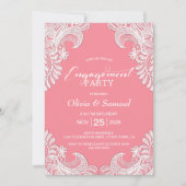Wit Kant Roze Custom Photo Engagement Party Kaart (Voorkant)