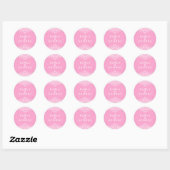  wit kant & roze hartenpatroon ronde sticker (Vel)