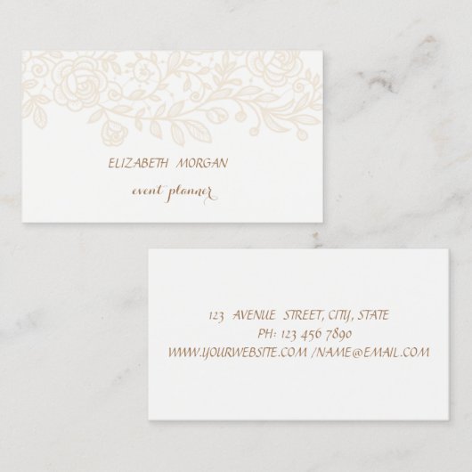 , wit, kant visitekaartje (Voorkant / Achterkant)