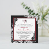 Wit Kant Zwart Modern Gothic Huwelijksuitnodiging Kaart (Staand voorkant)
