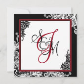 Wit Kant Zwart Modern Gothic Huwelijksuitnodiging Kaart (Achterkant)