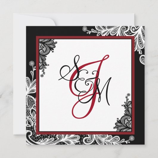 Wit Kant Zwart Modern Gothic Huwelijksuitnodiging Kaart (Achterkant)