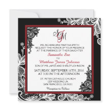 Wit Kant Zwart Modern Gothic Huwelijksuitnodiging